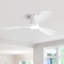 Ventilateur de plafond encastré avec lumières, télécommande, pales en bois massif de 48 po Kemp, à intensité variable, blanc-415084436