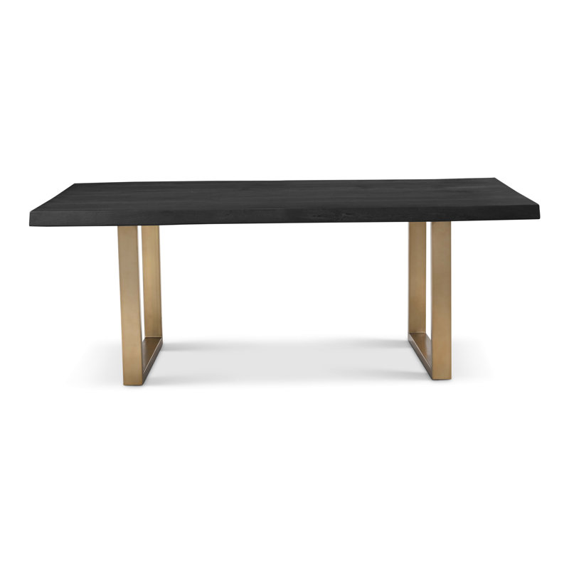 Brooks Dining Table, 29.75"H x 79"L x 40"W, Ebonized, Brass