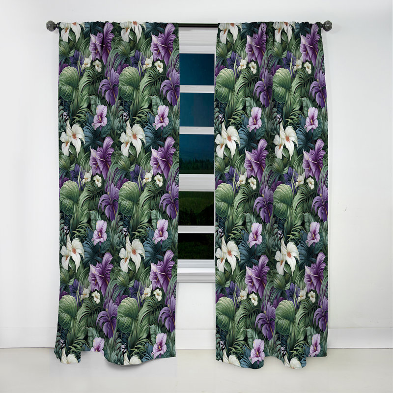 Motif tropical Palm Enchantment - Rideau floral - Rideau occultant floral - 1 panneau, L 52 po x L 84 po