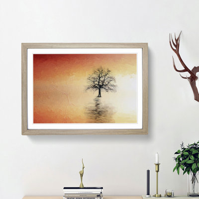 Tree Reflection at Sunset in Abstract - Picture Frame Painting Print