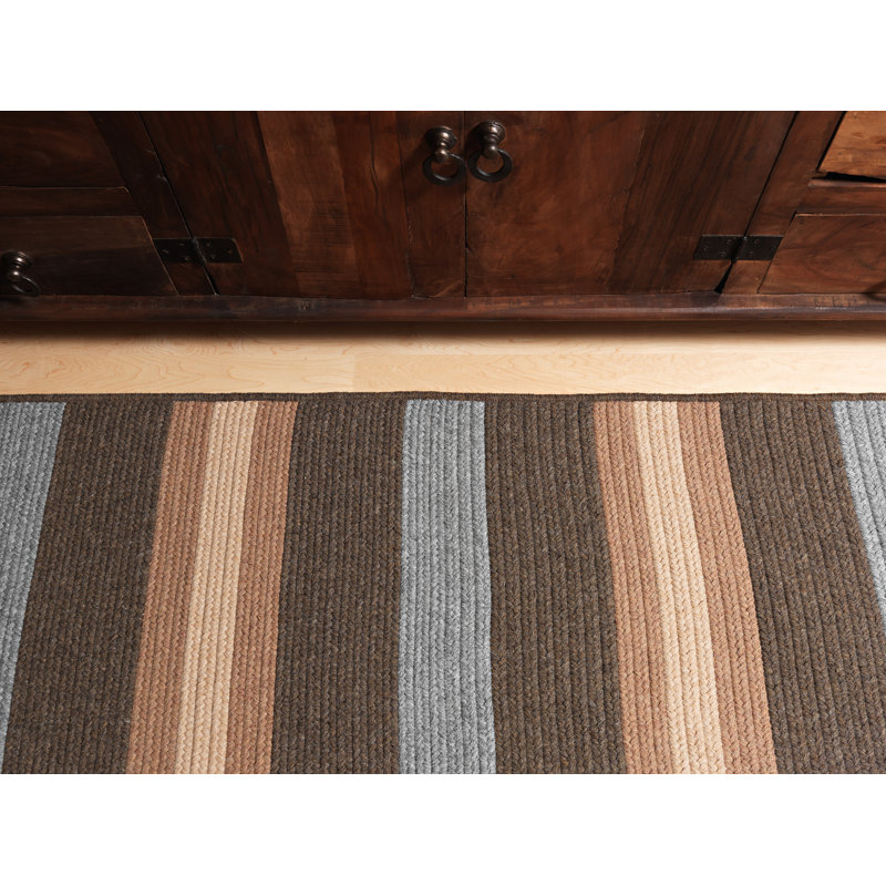 Salisbury Bark Stripe 5'x8' Braided Wool-Synthetic Rug