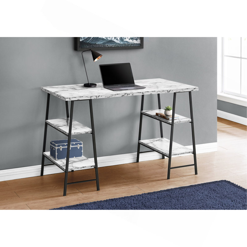 Bureau d'ordinateur, bureau personnel, ordinateur portable, tablettes de rangement, L 48 po, Blanc