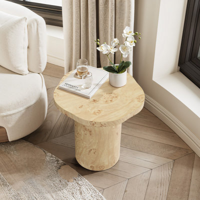 Burl Wood Finish Manufactured Wood 19.3-Inch Tall End and Side Table with Irregular Shape Top