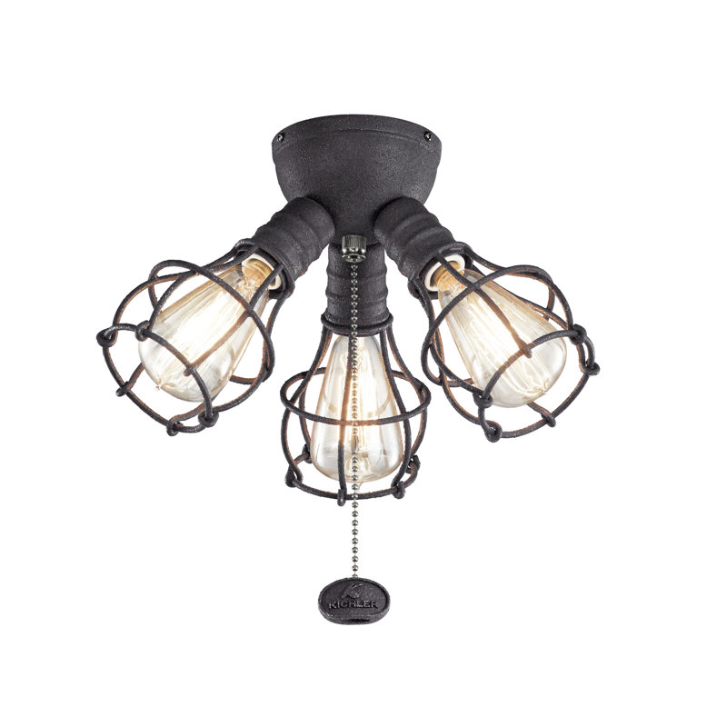 Ventilateur de plafond 3 lumières DEL, Noir patiné