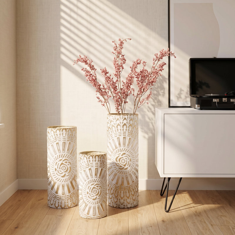 Vase décoratif haut en métal de style bohème, ensemble de 3
