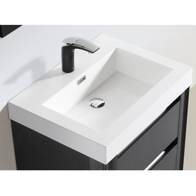 Dowell 24" White Resin Freestanding Bathroom Vanity Basin