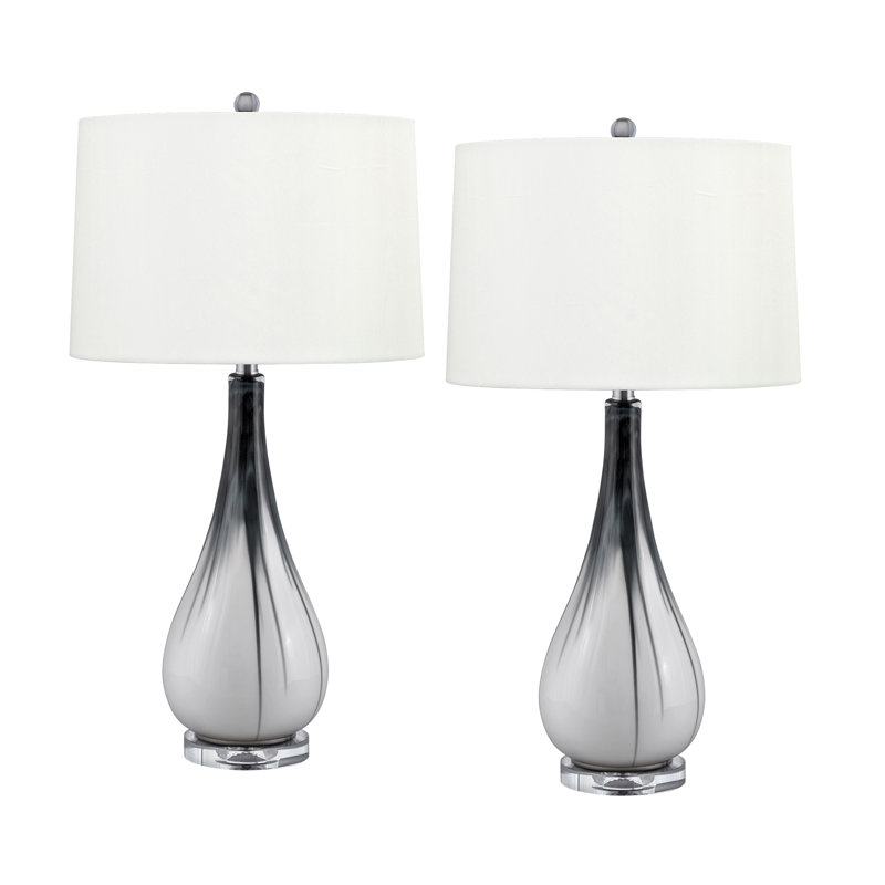 Lampe de table en verre 31 "Tropea, Gris / blanc