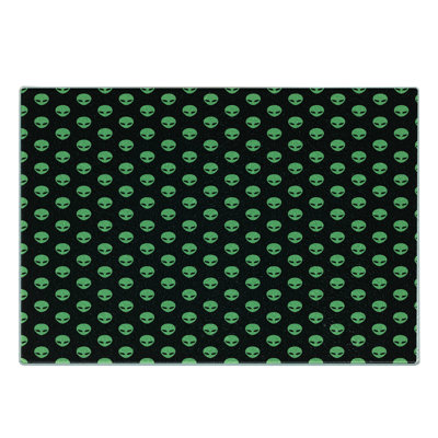 Ambesonne Alien Tempered Glass Cutting Board Martian Design Fern Green Black