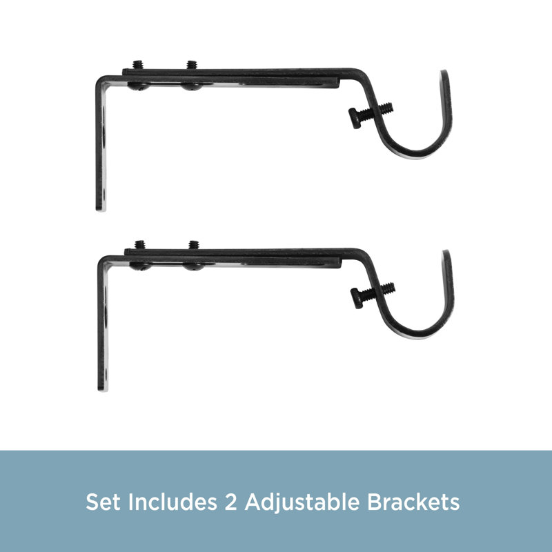 Kenney Black Adjustable Double Curtain Rod Brackets