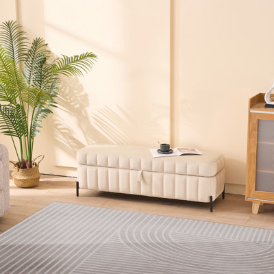 Colten Velvet Upholstered Ottoman with Hidden Storage