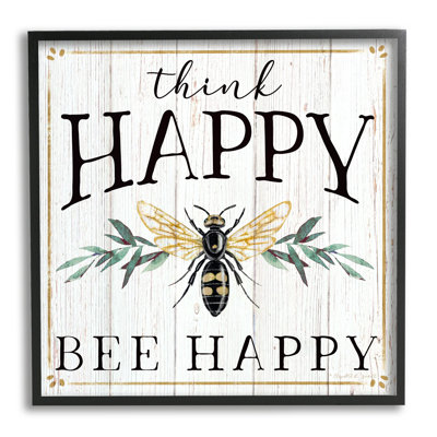 «Think Happy Bee Happy», phrase punaise d'insecte surdimensionnée encadrée par Elizabeth Tyndall