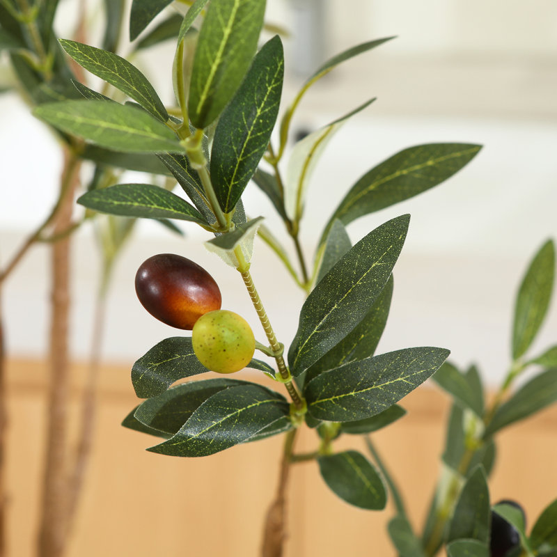 Adcock Artificial Olive Tree Tree in Pot with Realistic Leaves and Natural Trunk, 1, 71" H x 28" W x 28" D