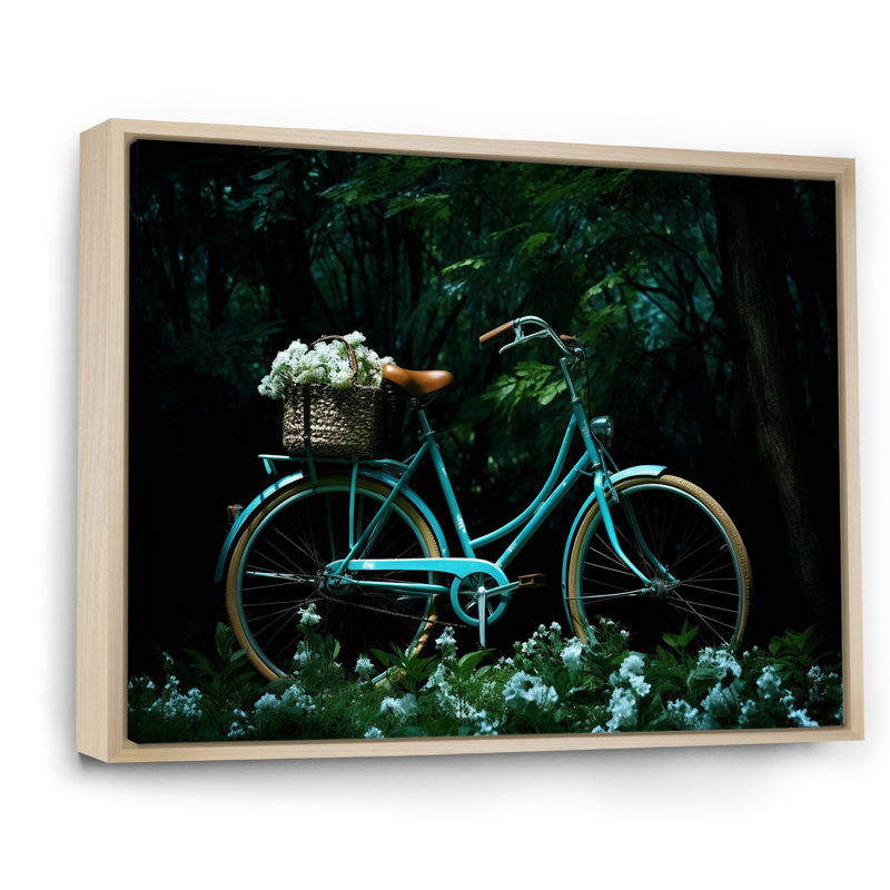 Teal Tour II - impressions sur toile de bicyclette, H 24 po x l 32 po, Cadre naturel flottant