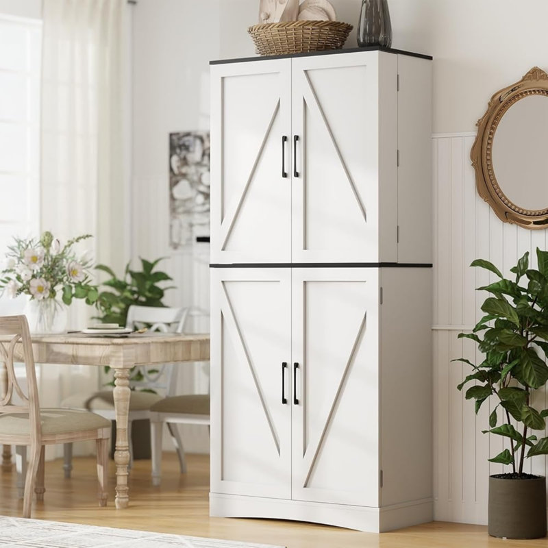 Armoire de cuisine 72 "avec tablettes réglables, tiroir et portes de grange