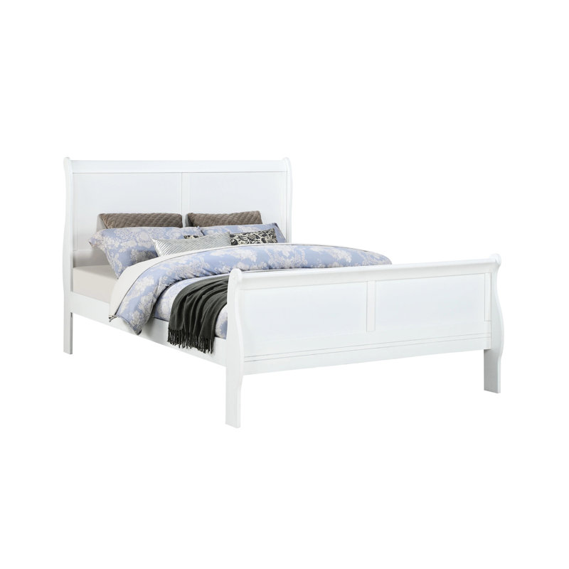 Lit de chambre de couleur blanche, lit double en bois massif avec lit d'appoint