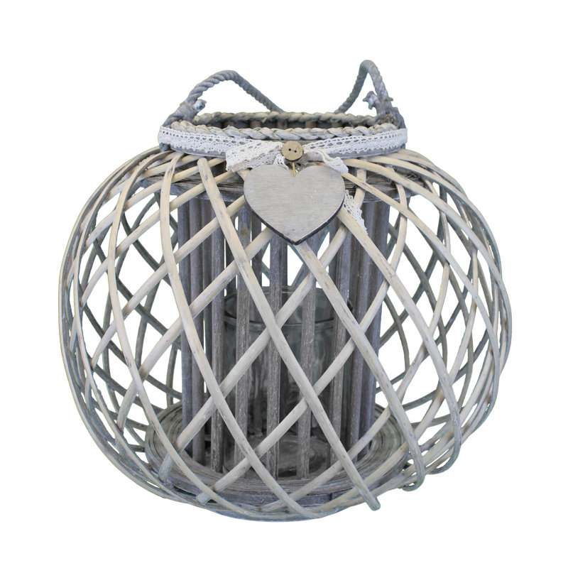 Glass Tabletop Lantern, Grey