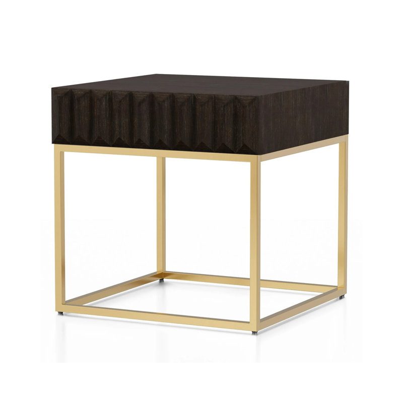 Table de bout contemporaine l 23,5 po, noyer / or