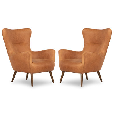 Apollo Genuine Leather Wingback Lounge Chair