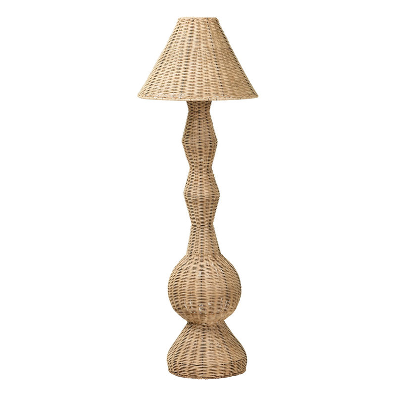 Lampe sur pied Arlette en rotin naturel