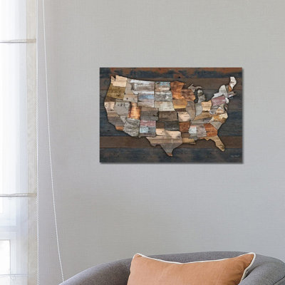 USA States Map II by Diego Tirigall - Wrapped Canvas Print