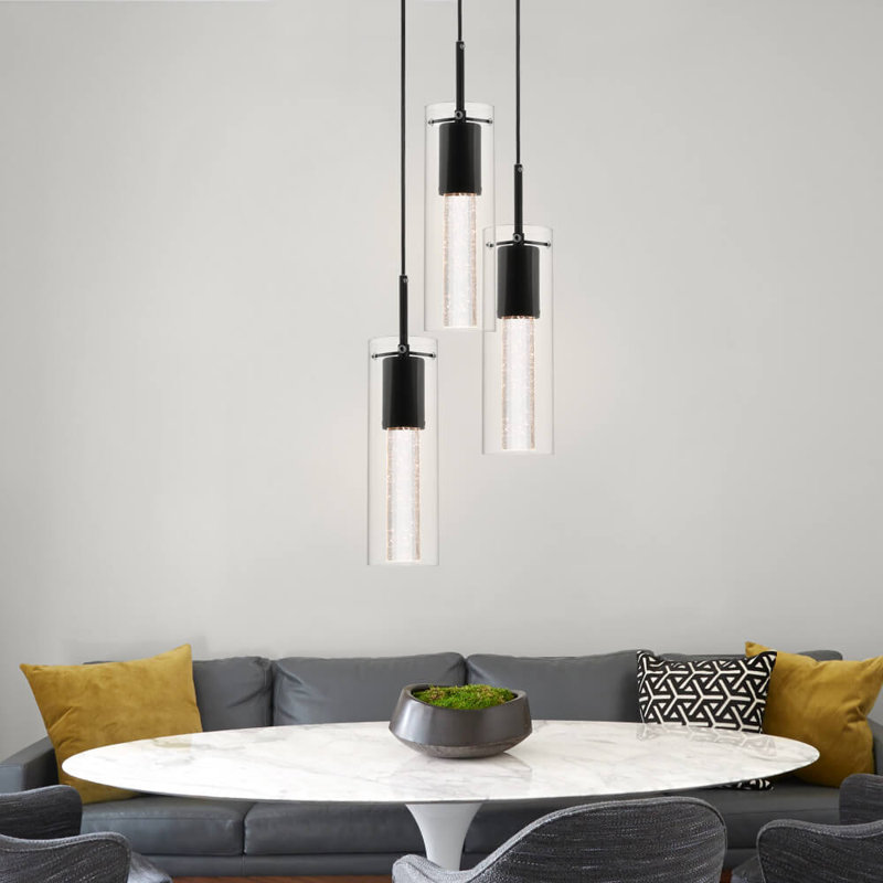 Luminaire suspendu cylindrique à 3 lumières Winvian