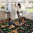 Washable Rugs for Living Room Area Rugs for Bedroom Scalloped Rug Modern Bordered Non Slip Kids Bedroom Carpet Stain Resistant Floor Cover-731131769-731131723