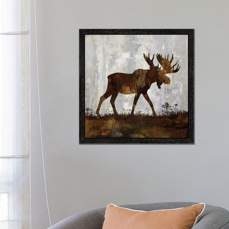 Moose by Carl Colburn - Painting on Canvas, 66.04 cm H x 66.04 cm W, Black Floater Framed