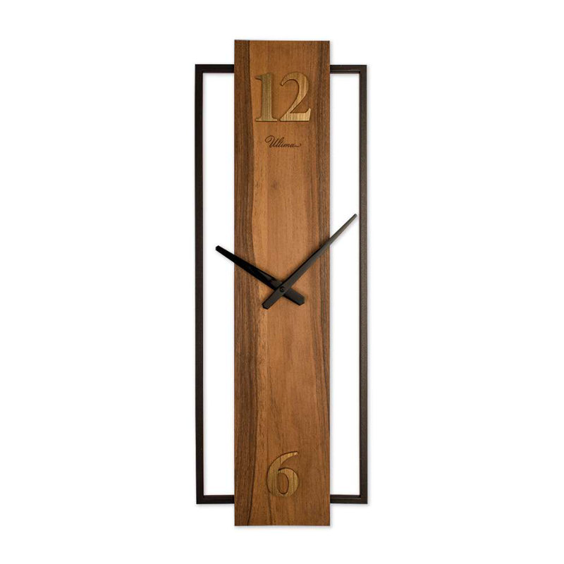 Horloge murale 26,4 x 9,4 po Elegant Beechwood 80% panneau de fibres à densité moyenne et 20% acier, mouvement de balayage silencieux | Décoration élégante pour le salon, le bureau ou la chambre à coucher - Design moderne et intemporel