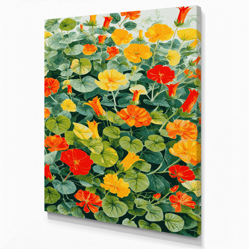 "Watercolor Botanical 39", art mural sur toile verte, H 11 po x l 14 po