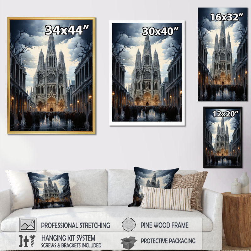 Rouen, cathédrale française sur toile, Toile tendue, 32" H x 16" W