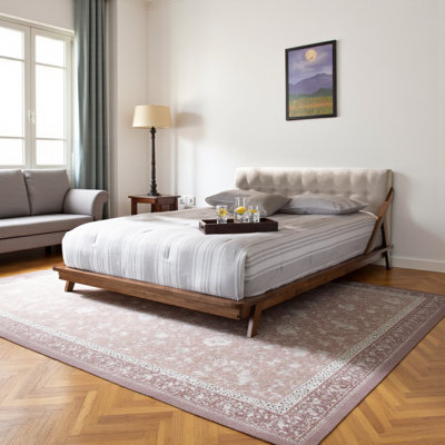 Mélange de polyester rembourré Boaz, lit plateforme double, beige clair H 33,7 po x l 58,3 po x L 82,3 po Boaz