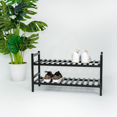 Stackable Wood Shoe Rack Organizer Shelf Closet Entryway Bedroom, White