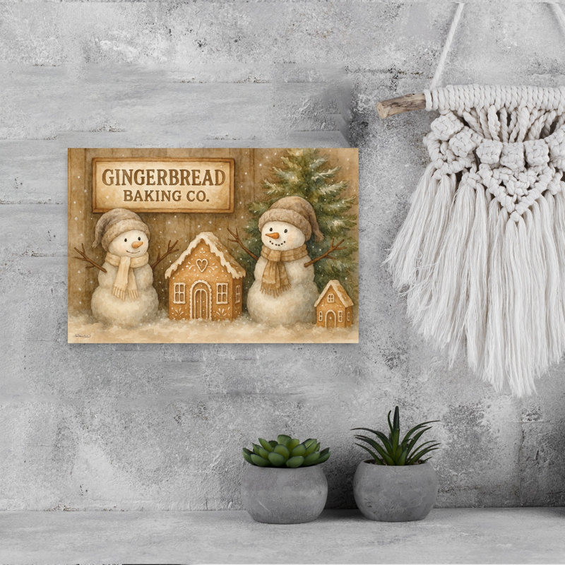 Gingerbread Baking Co. Rustic Vintage Abstract Winter Wall Art Print 1 Piece Wrapped Canvas Wall Art, 30.48cm H x 45.72cm W