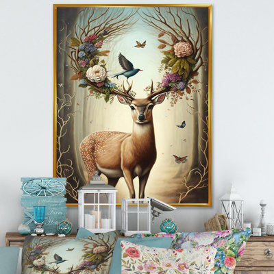 Deer With Blooming Antlers V - Print on Canvas