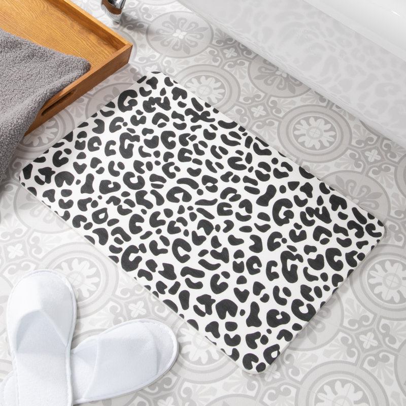 Non-Slip Bath Mat, White/Black