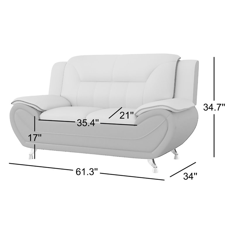 Cole-James 61.3'' Faux Leather Loveseat, Gray Faux Leather