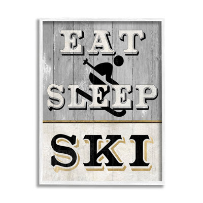 «Eat Sleep Ski», impression giclée sur bois par Livi Finn