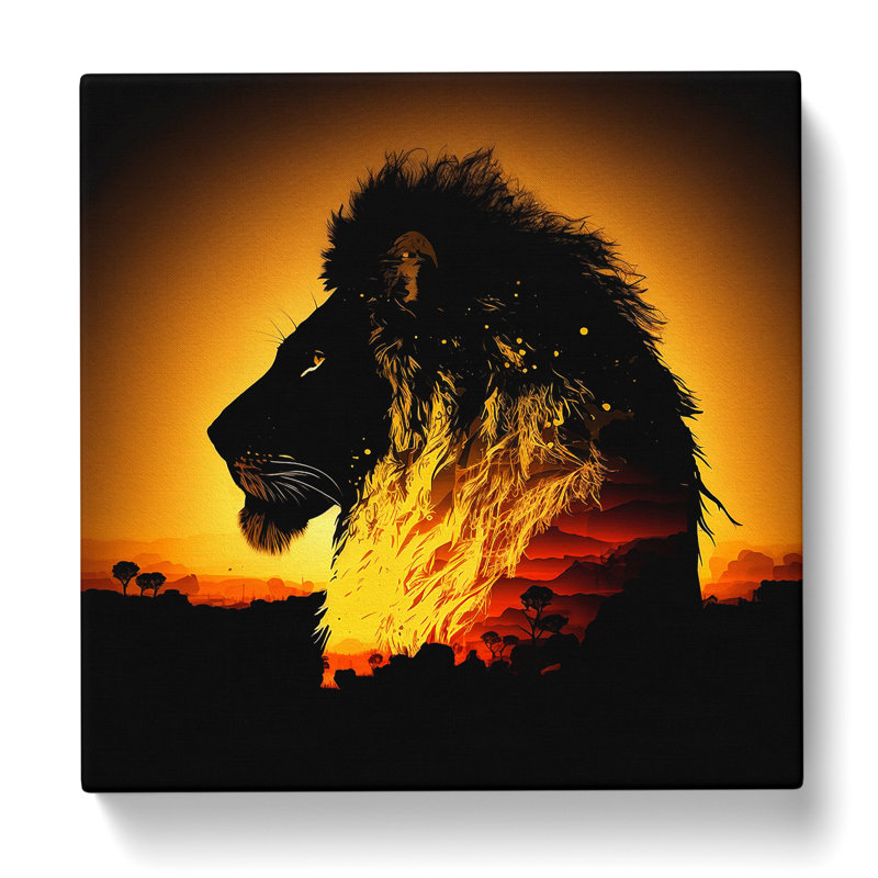 Lion Silhouette - Wrapped Canvas, 35cm H x 35cm W