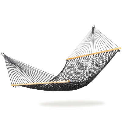  Hamac classique en corde de coton pour 2 personnes avec barre d'écartement, 80 x 60, noir