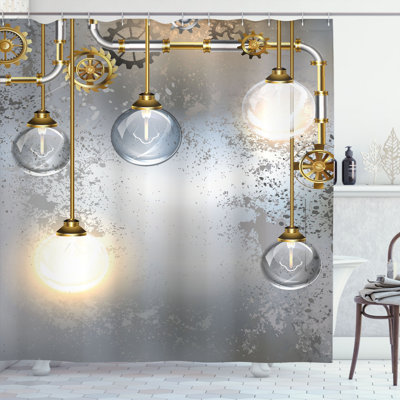 Rideau de douche simple et crochets industrial stall