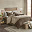 Édredon brun en faux suède - 7 pièces, style chalet, 2 taies décoratives incluses, lavable à la machine brun, thème, coussins décoratifs, froissé-120258420
