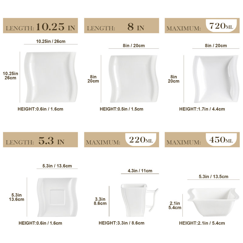 Debron 36 Piece Dinnerware Set - Service for 6