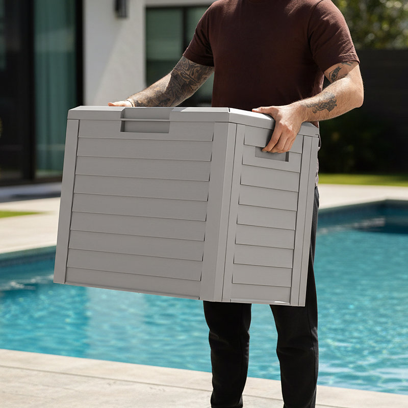 35 gallons Coffre de terrasse en plastique et plastique, gris