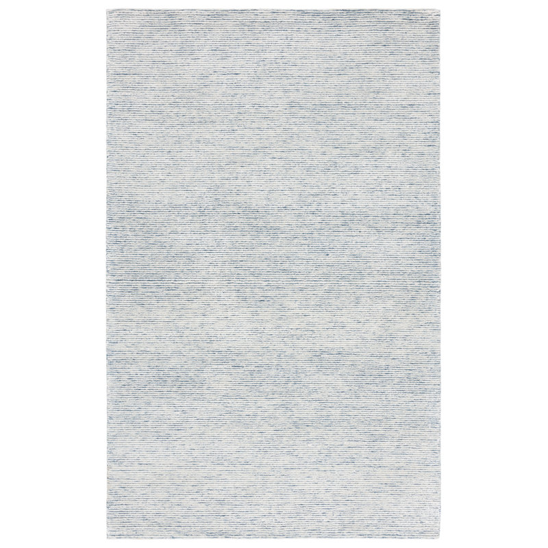Ajnesh Hand Tufted Viscose/Wool Rug in Blue/Ivory, Rectangle 6' x 9'