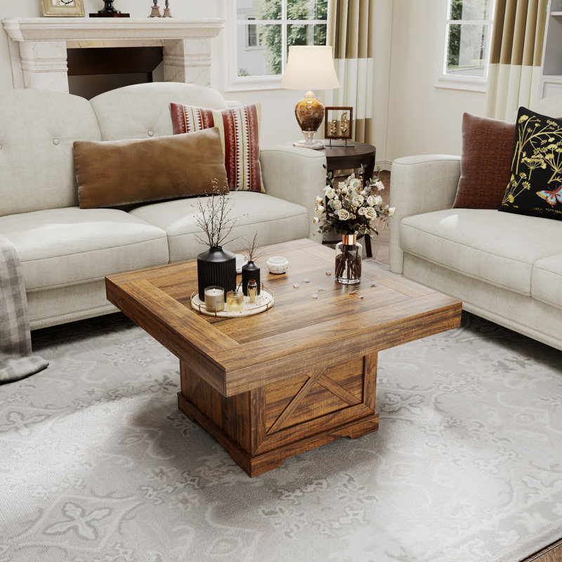 Table basse l 31,5 po en bois manufacturé avec base en X, Brun