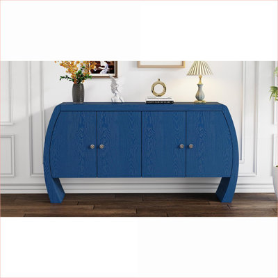 Armoires | Armoire de rangement 4 portes en placage de frêne, pieds courbés traditionnels, pour le salon d'entrée | Panneau de fibres à densité moyenne | Couloir