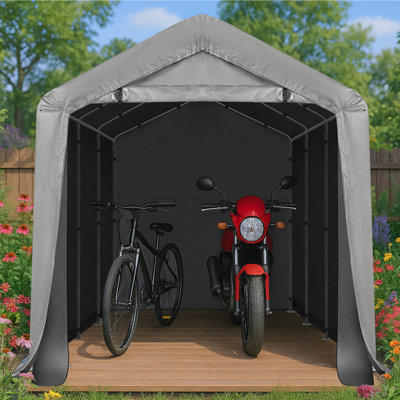 8 Ft. W X 12 Ft. D Metal And PE Cloth Storage Shed (96 Sq. Ft.)