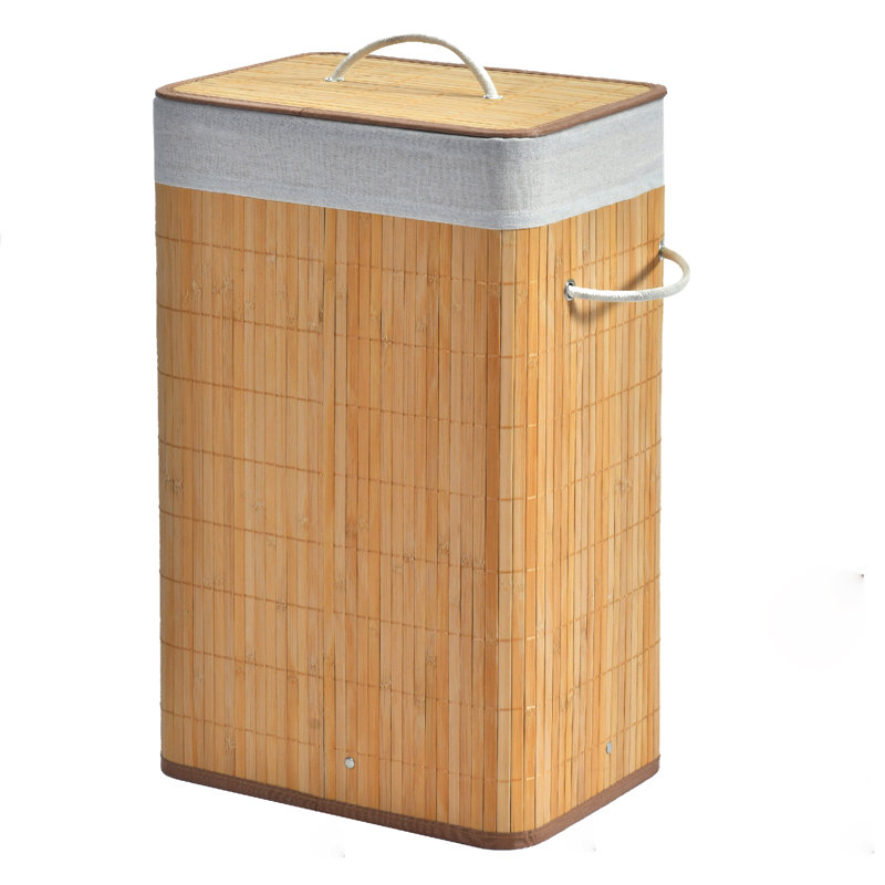 Bamboo Hamper With Lid 72 Lt, Brown