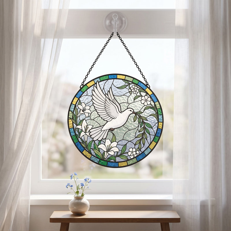 8in Stained Glass Suncatcher, Window Hanging Panel