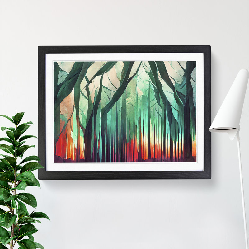 XH1022-2806X Dreamlike Abstract Forest Vol.3 - Single Picture Frame Print, Black Framed, 46cm H x 64cm W x 2cm D